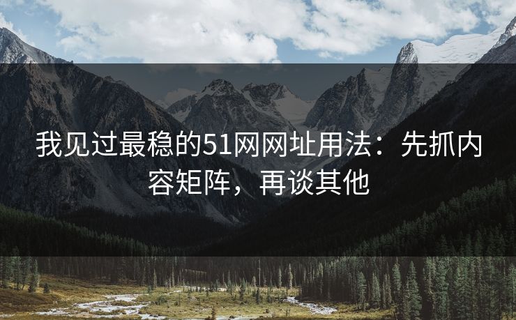 我见过最稳的51网网址用法：先抓内容矩阵，再谈其他